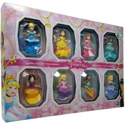 디즈니 Disney Princesses Sparkling Styles Small Doll Set of 8 Featuring Royal Clips