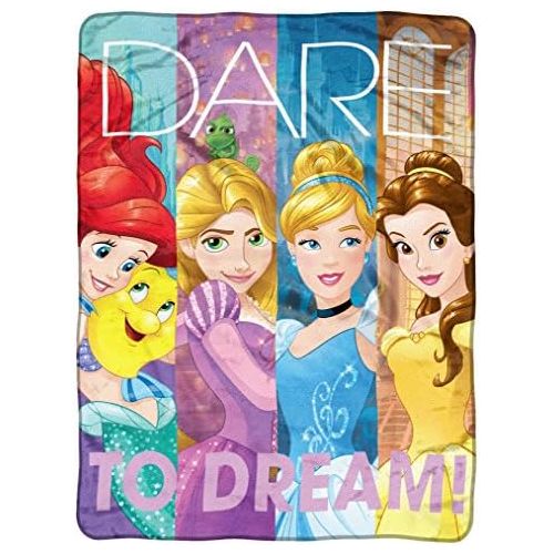 디즈니 Disneys Princesses, Dreamers Micro Raschel Throw Blanket, 46 x 60, Multi Color