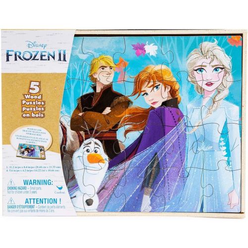 디즈니 Disney Frozen 2 5 Wood Jigsaw Puzzles in Wood Storage Box
