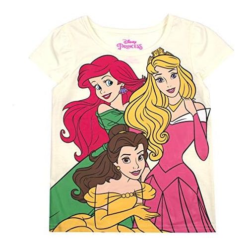 디즈니 Disney Girls 3-Pack T-Shirts: Wide Variety Includes Minnie, Frozen, Princess, Moana