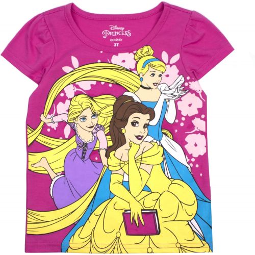 디즈니 Disney Girls 3-Pack T-Shirts: Wide Variety Includes Minnie, Frozen, Princess, Moana