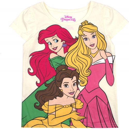 디즈니 Disney Girls 3-Pack T-Shirts: Wide Variety Includes Minnie, Frozen, Princess, Moana