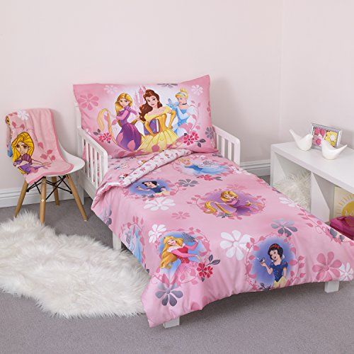 디즈니 Disney Pretty Princess Toddler Bed, 4 Piece Set, Pink