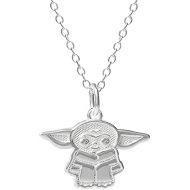 Disney Star Wars The Mandalorian Grogu Sterling Silver Pendant Necklace, Official License