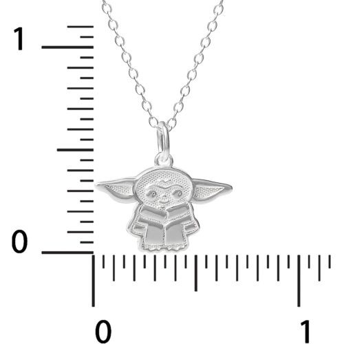 디즈니 Disney Star Wars The Mandalorian Grogu Sterling Silver Pendant Necklace, Official License