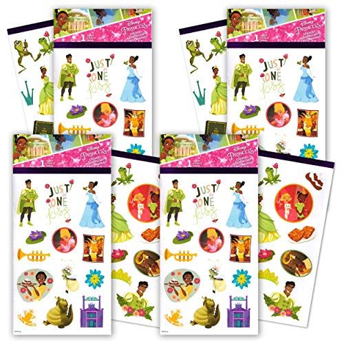 디즈니 Disney Studio Disney Princess and The Frog Stickers 4 Pack ~ 100 Princess and The Frog Princess Stickers for Party Supplies Party Favors Birthdays and More (Disney Princess Stickers)