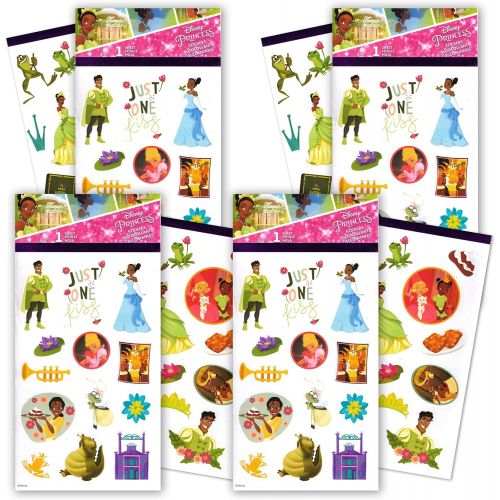 디즈니 Disney Studio Disney Princess and The Frog Stickers 4 Pack ~ 100 Princess and The Frog Princess Stickers for Party Supplies Party Favors Birthdays and More (Disney Princess Stickers)