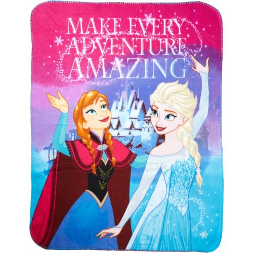 디즈니 Disney Frozen Fleece Throw Blanket Soft and Warm (Amazing Adventure), One Size, Multi