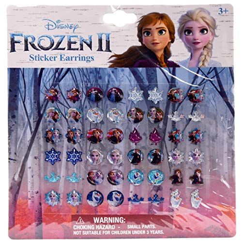 디즈니 Disney Frozen Sticker Earrings Set of 48 (24 Pairs) Features Olaf, Anna & Elsa