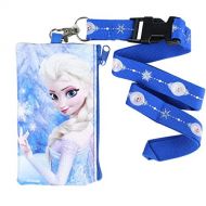 Disney Frozen Royal Blue Pouch Wallet W/Lanyard Elsa