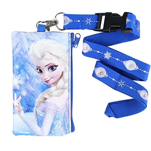 디즈니 Disney Frozen Royal Blue Pouch Wallet W/Lanyard Elsa
