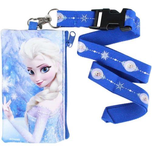 디즈니 Disney Frozen Royal Blue Pouch Wallet W/Lanyard Elsa