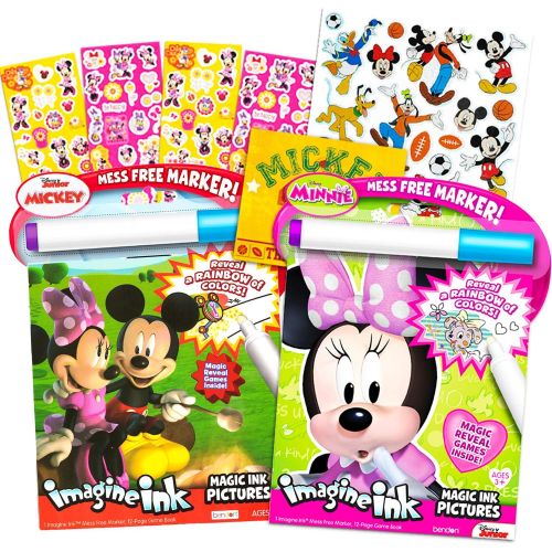 디즈니 Disney Minnie Mouse and Mickey Mouse Imagine Ink Book Super Set (Bundle Includes Over 100 Stickers and Mess Free Marker)