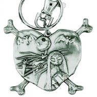 Disney NBC Jack and Sally in Heart Pewter Keyring,Silver,1