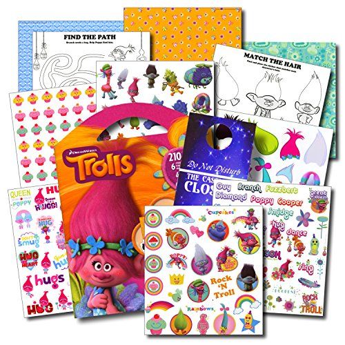 디즈니 Disney Studios Trolls Stickers Travel Activity Set Bundle with Stickers, Activities, and Specialty Door Hanger