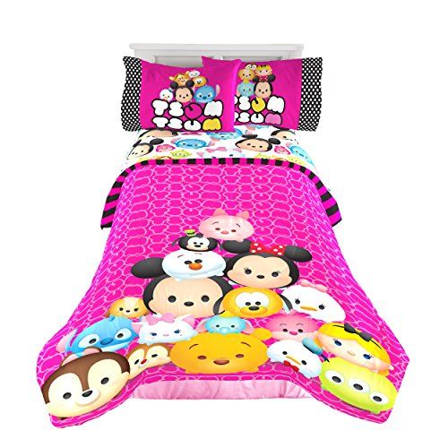 디즈니 Disney Tsum Tsum Faces Twin/Full Comforter Super Soft Kids Reversible Bedding features Your Favoirte Tsum Tsum Characters Fade Resistant Polyester Microfiber Fill (Official Tsum Tsum