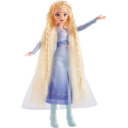 디즈니 Disney Frozen E7002AS00 II Sister Styles Elsa Fashion Doll with Extra Long Blonde Hair, Braiding Tool & Hair Clips Toy for Kids Ages 5 & Up, Brown/a