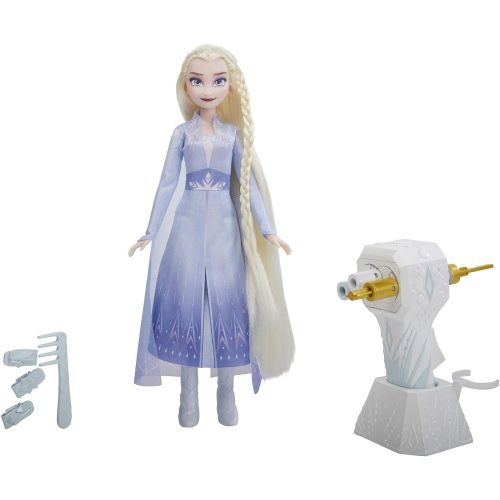 디즈니 Disney Frozen E7002AS00 II Sister Styles Elsa Fashion Doll with Extra Long Blonde Hair, Braiding Tool & Hair Clips Toy for Kids Ages 5 & Up, Brown/a