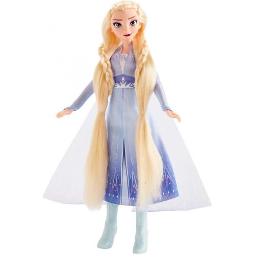 디즈니 Disney Frozen E7002AS00 II Sister Styles Elsa Fashion Doll with Extra Long Blonde Hair, Braiding Tool & Hair Clips Toy for Kids Ages 5 & Up, Brown/a