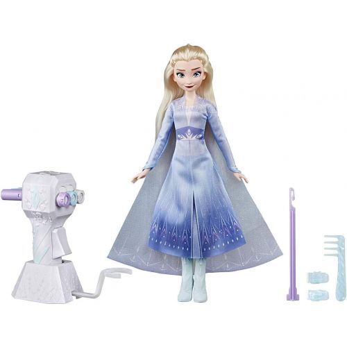 디즈니 Disney Frozen E7002AS00 II Sister Styles Elsa Fashion Doll with Extra Long Blonde Hair, Braiding Tool & Hair Clips Toy for Kids Ages 5 & Up, Brown/a