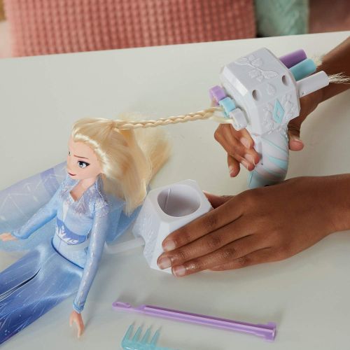 디즈니 Disney Frozen E7002AS00 II Sister Styles Elsa Fashion Doll with Extra Long Blonde Hair, Braiding Tool & Hair Clips Toy for Kids Ages 5 & Up, Brown/a