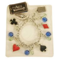 Disney Red Queen Key Ring Bracelet with Card Symbols and Heart Padlock (Red)