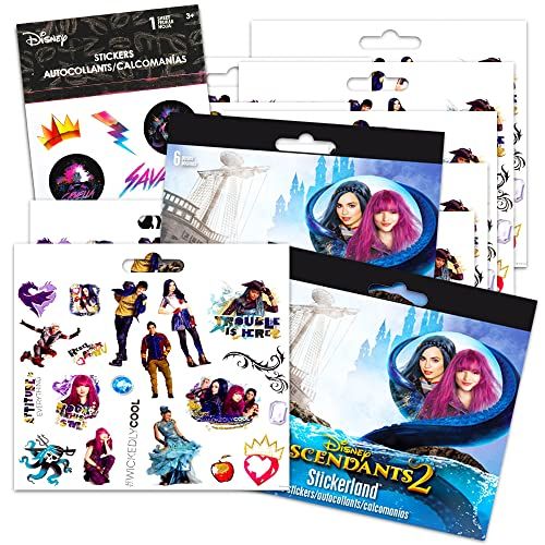 디즈니 Disney Descendants Stickers Party Pack 240 Descendants Stickers Bundled With Bonus Tattoos (12 Sticker Sheets, Descendants Party Supplies)