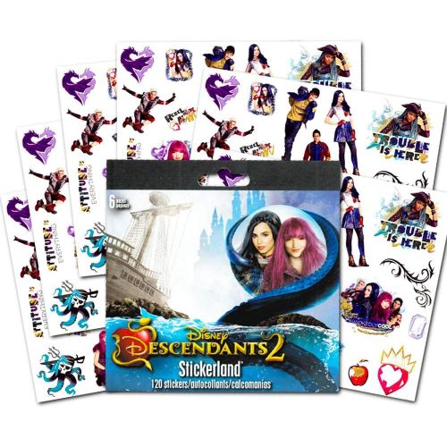 디즈니 Disney Descendants Stickers Party Pack 240 Descendants Stickers Bundled With Bonus Tattoos (12 Sticker Sheets, Descendants Party Supplies)