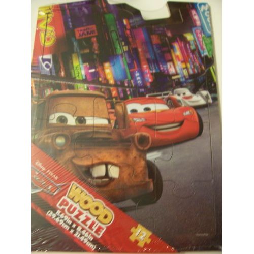 디즈니 Disney Cars Shaped 12 Piece Wood Puzzle ~ Traffic Jam