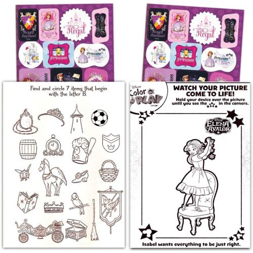 디즈니 Disney Sofia the First and Frozen Coloring and Activity Book Bundle with Stickers (3 Books, Party Supplies)