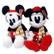 Disney Mickey and Minnie Mouse in Holiday Dress and Gold and White Scarves 16 Set of 2 (1 of Each)