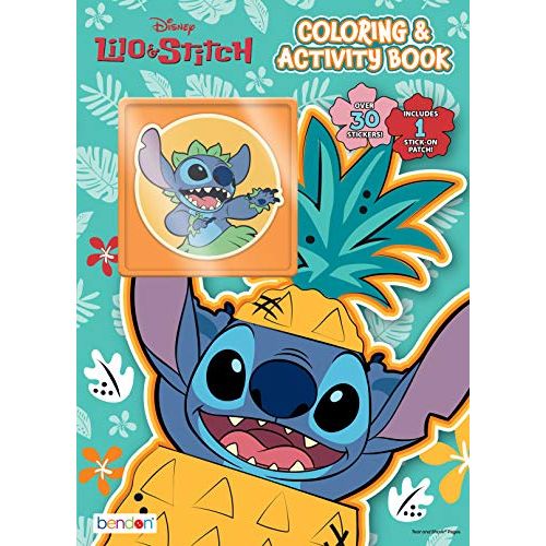 디즈니 Disney Lilo & Stitch 48 Page Coloring and Activity Book with Over 30 Stickers and a Fabric Patch 49283, Bendon