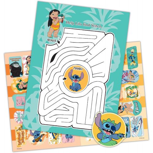 디즈니 Disney Lilo & Stitch 48 Page Coloring and Activity Book with Over 30 Stickers and a Fabric Patch 49283, Bendon