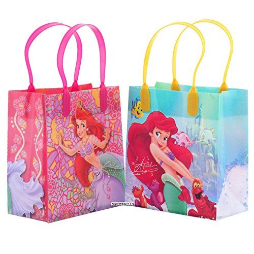 디즈니 Disney Princess Little Mermaid Ariel Ocean Beauty Reusable Party Favor Goodie Small Gift Bags (12 Bags)