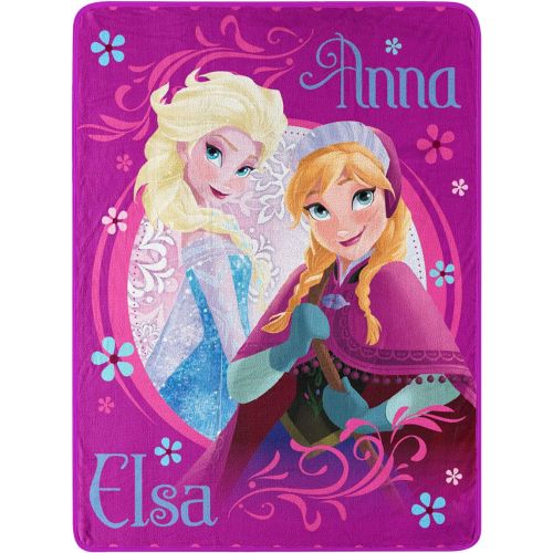 디즈니 Disney Frozen, Loving Sisters Micro Raschel Throw Blanket, 46 x 60, Multi Color, 1 Count