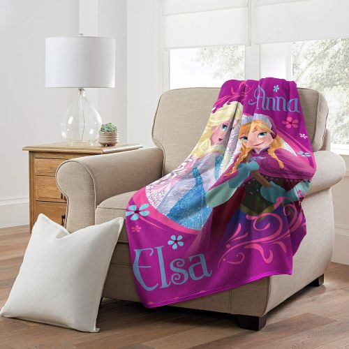 디즈니 Disney Frozen, Loving Sisters Micro Raschel Throw Blanket, 46 x 60, Multi Color, 1 Count