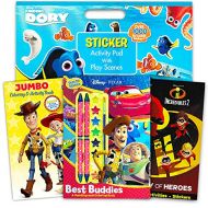 Disney Pixar Toy Story Coloring and Activity Book Super Set Pack of 3 Books with Paint, Crayons, and Over 1000 Stickers Featuring Toy Story, Incredibles, Finding Nemo and More (T
