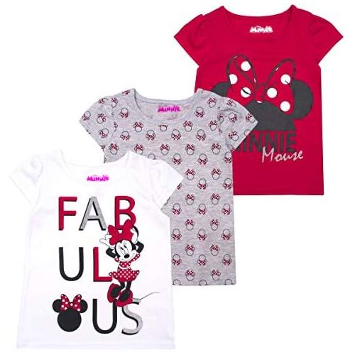 디즈니 Disney Girls 3 Pack T Shirts: Wide Variety Includes Minnie, Frozen, Princess, Moana