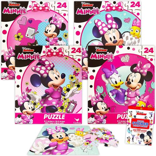 디즈니 Disney Studio Disney Minnie Mouse Jigsaw Puzzle Bundle 4 Pack Minnie Mouse Puzzles 24 Piece with Disney Junior Stickers Minnie Party Favors (Minnie Mouse Games for Kids)