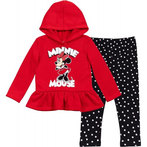 디즈니 Disney Minnie Mouse Girls Fashion Fleece Pullover Hoodie and Leggings Set