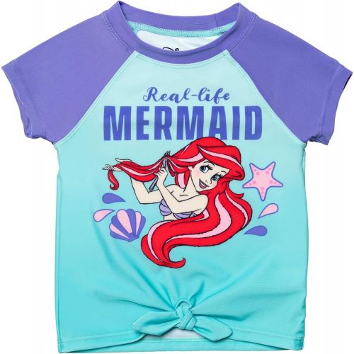 디즈니 Disney Princess 5 Piece Swim Set: Rash Guard One Piece Tankini Bottom Skirt