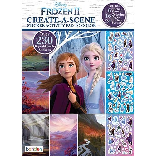 디즈니 Disney Frozen 2 Create a Scene Sticker Pad and Sticker Scenes 46033, Multicolor