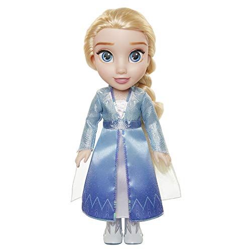 디즈니 Disney Frozen 2 Elsa Travel Doll Features Shimmery Ice Crystal Winged Cape Boots and Hairstyle Ages 3+, 14 in