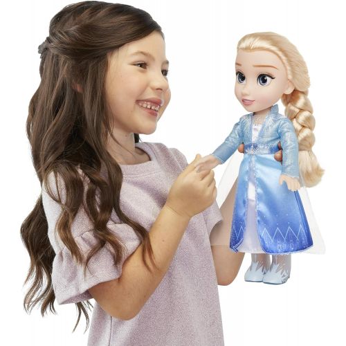 디즈니 Disney Frozen 2 Elsa Travel Doll Features Shimmery Ice Crystal Winged Cape Boots and Hairstyle Ages 3+, 14 in