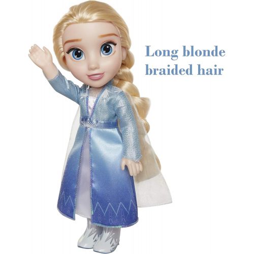 디즈니 Disney Frozen 2 Elsa Travel Doll Features Shimmery Ice Crystal Winged Cape Boots and Hairstyle Ages 3+, 14 in