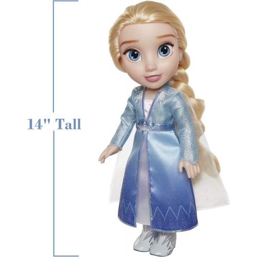 디즈니 Disney Frozen 2 Elsa Travel Doll Features Shimmery Ice Crystal Winged Cape Boots and Hairstyle Ages 3+, 14 in