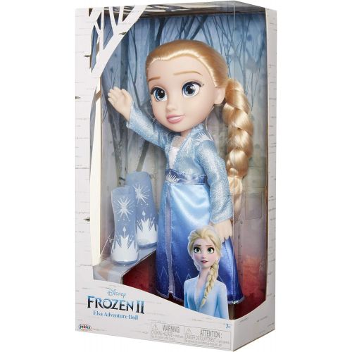 디즈니 Disney Frozen 2 Elsa Travel Doll Features Shimmery Ice Crystal Winged Cape Boots and Hairstyle Ages 3+, 14 in