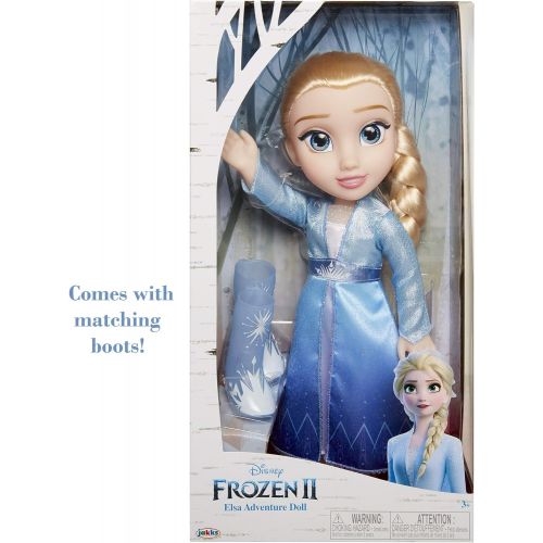 디즈니 Disney Frozen 2 Elsa Travel Doll Features Shimmery Ice Crystal Winged Cape Boots and Hairstyle Ages 3+, 14 in