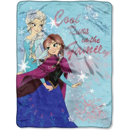 디즈니 Disney Frozen Cool Runs in The Family Silk Touch Throw, 46 by 60 Inch