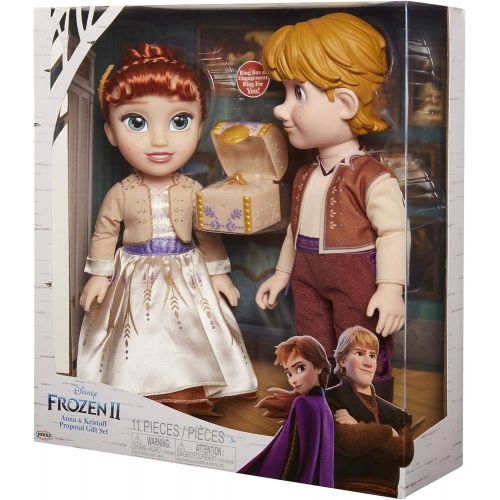 디즈니 Disney Frozen 2 Anna & Kristoff Dolls Proposal Gift Set, Comes with Ring & Ring Box! Features Authentic Film Details & Design for Ages 3+